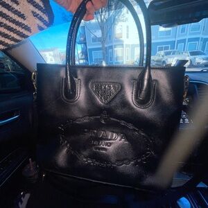 Prada Black Leather Tote Bag